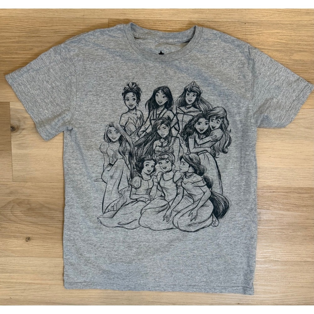Disney‎ Princess Group Sketch Juniors' Heather Gray Graphic T-shirt
